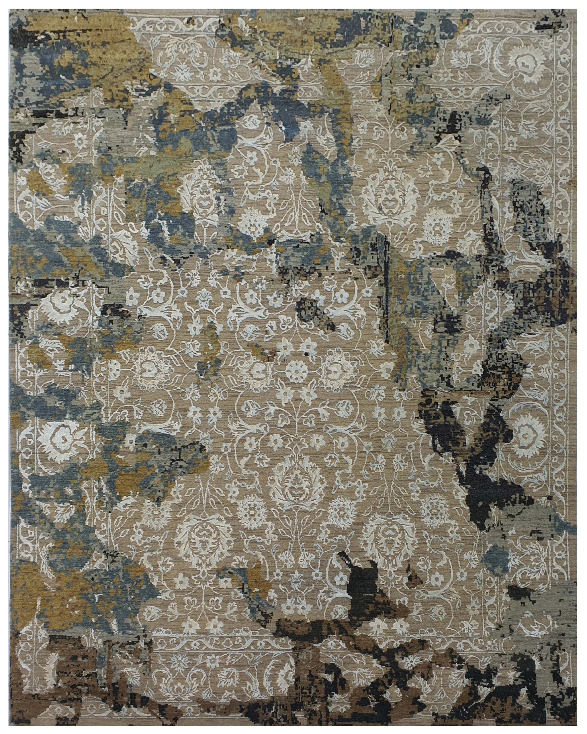 Transitional handmade carpets blending classic and modern designs.